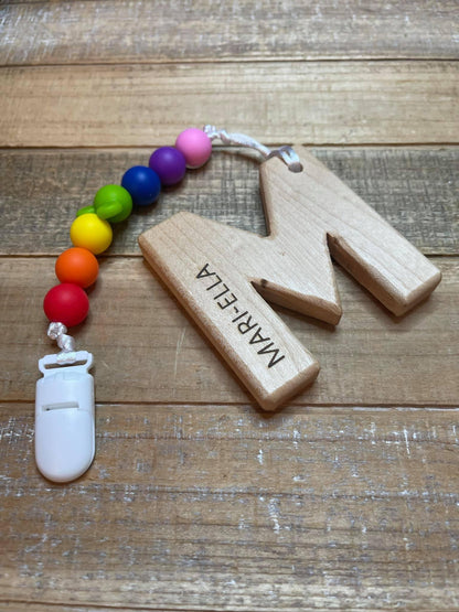 Wood Letter Teether w/ Clip